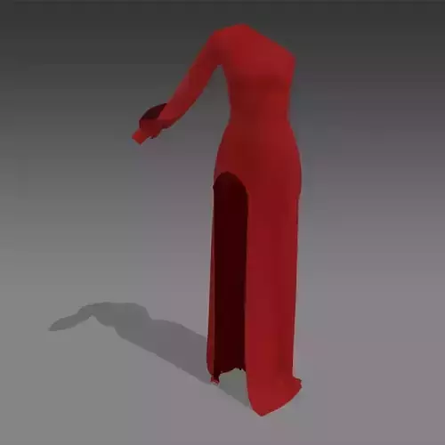 DRESS MATTE RED LOOK ONE SHOULDER SLIT SLEVEE LOOK