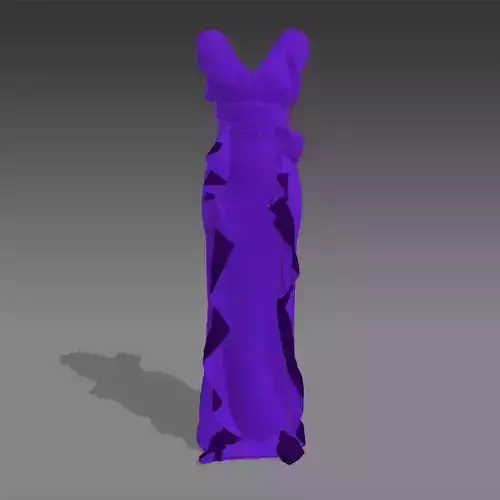 DRESS PURPLE MATTE DRAPED RUFFLED LOOK MODERN 