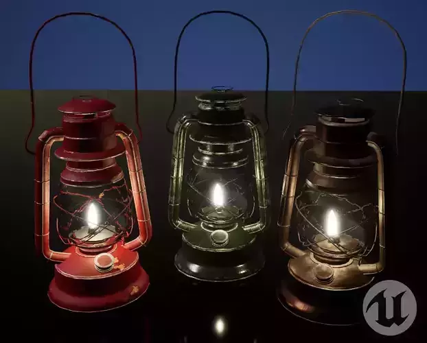 Old  Kerosene Lamp Low-poly 3D model