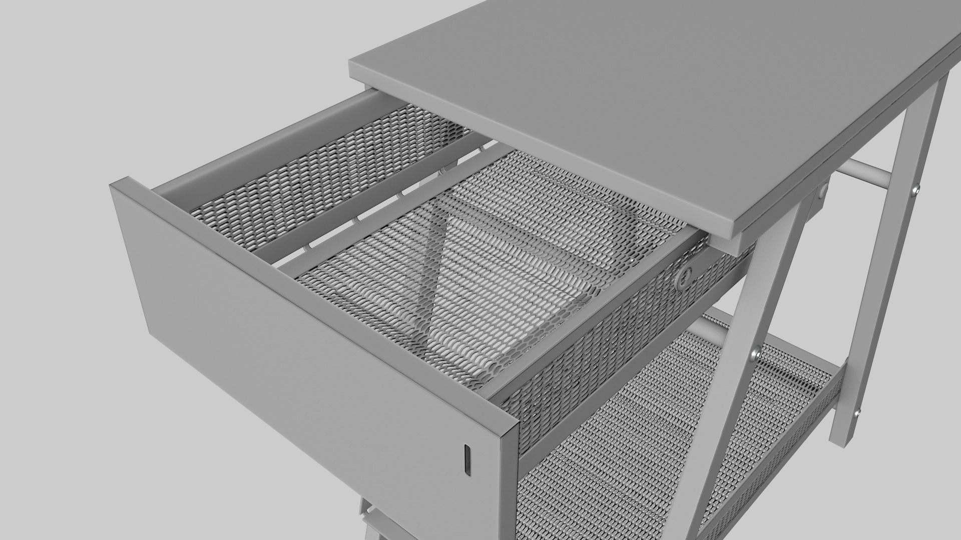 Furniture Set IKEA TROTTEN - Table Cabinet Drawer unit Low-poly 3D model_17