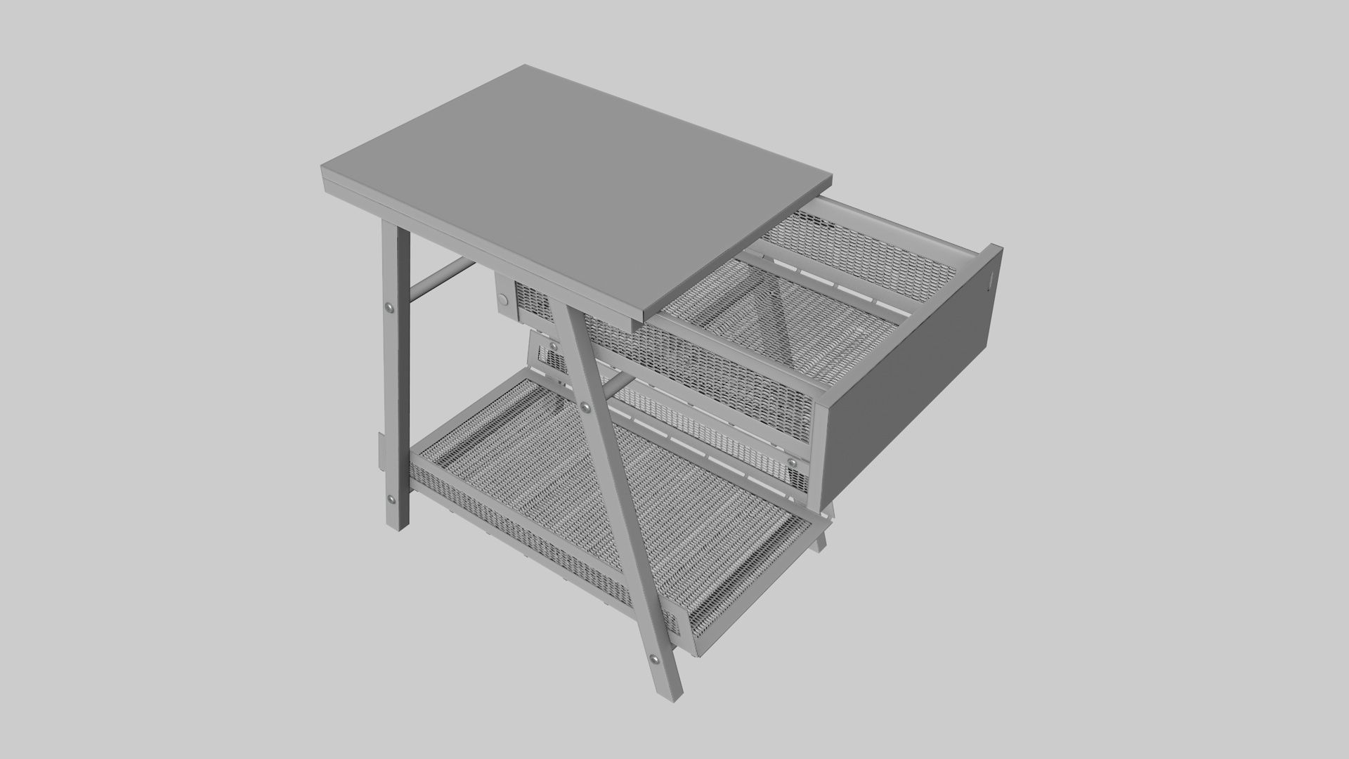 Furniture Set IKEA TROTTEN - Table Cabinet Drawer unit Low-poly 3D model_16