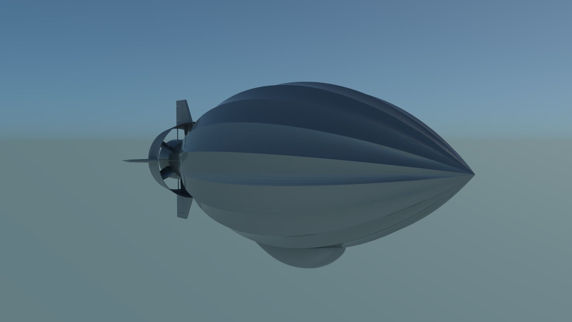 Modern Airship  Low-poly 3D model_1