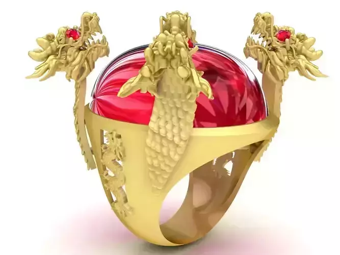 Luxury Dragon Oval Gemstone Ring for Men  3372