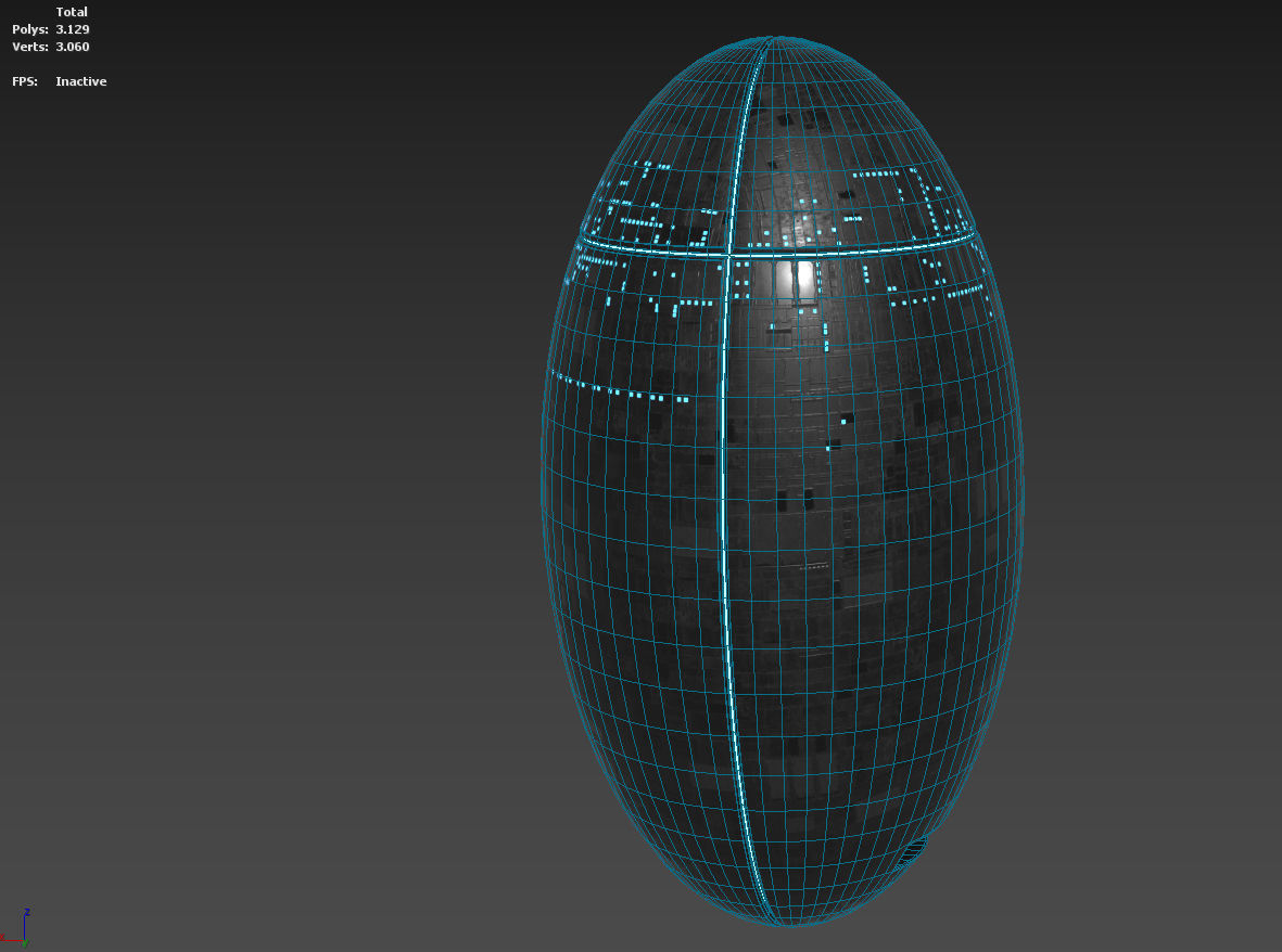 Space Station oval sphere Spaceship Borg Low-poly 3D model_9