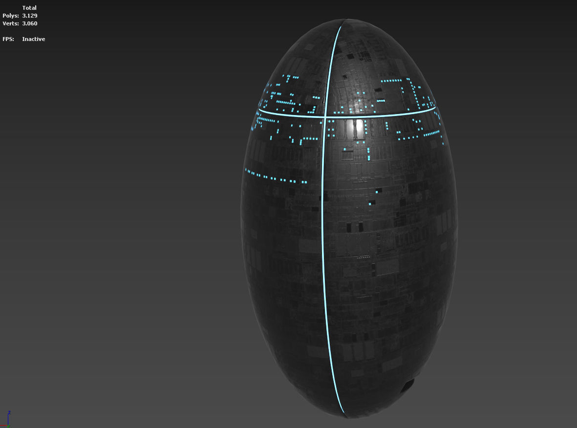 Space Station oval sphere Spaceship Borg Low-poly 3D model_8