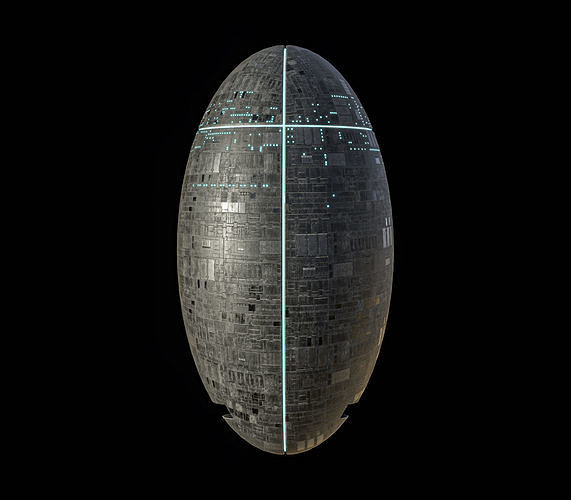 Space Station oval sphere Spaceship Borg Low-poly 3D model