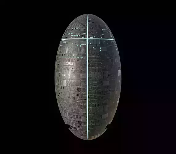 Space Station oval sphere Spaceship Borg Low-poly 3D model
