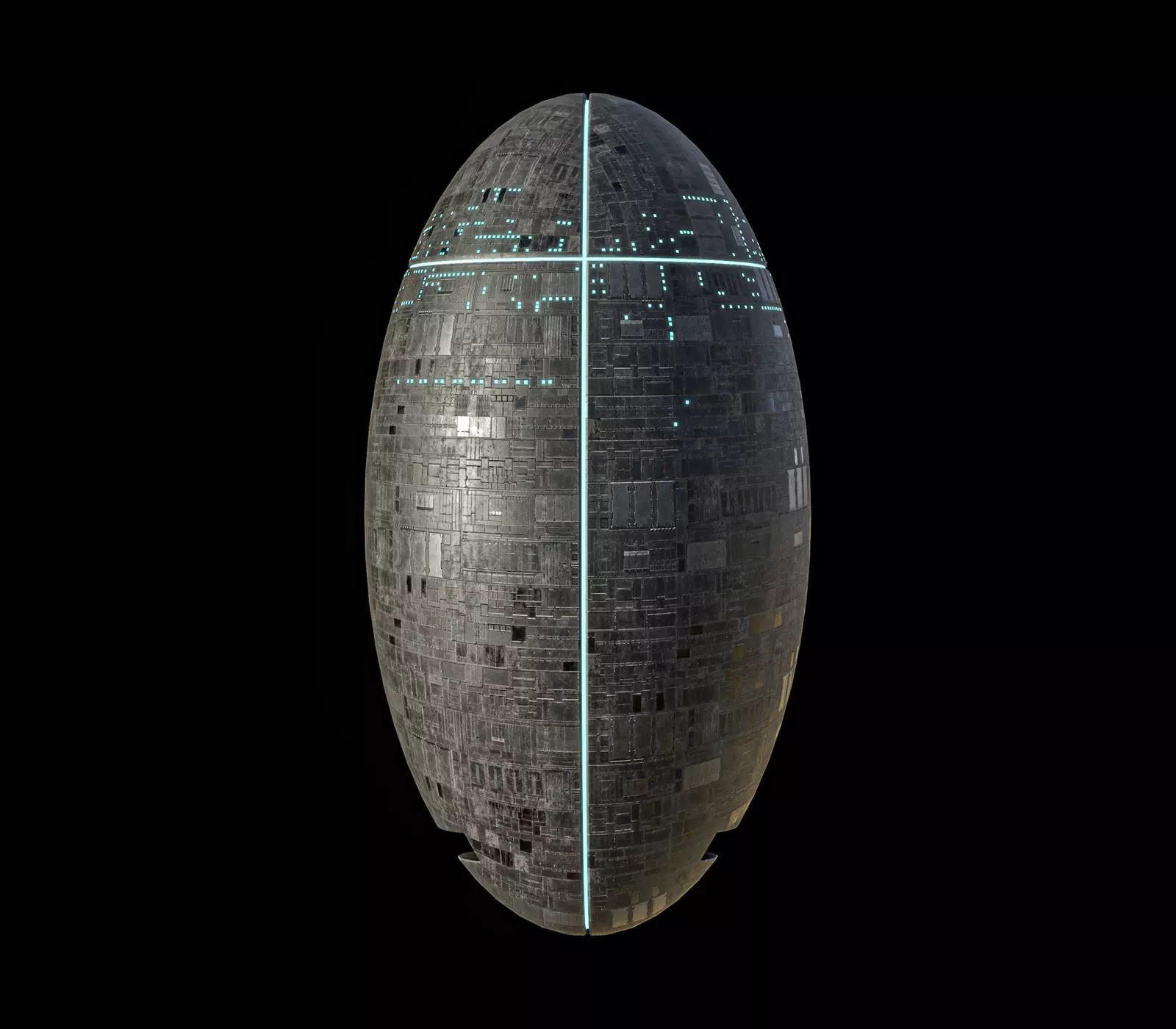 Space Station oval sphere Spaceship Borg Low-poly 3D model_0