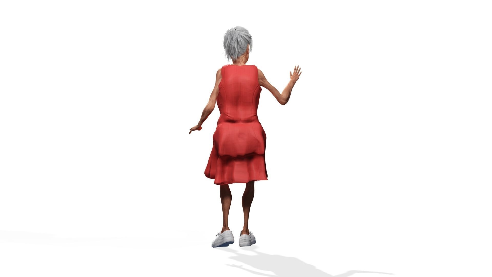 Fragile Old Woman Low-poly 3D model_4