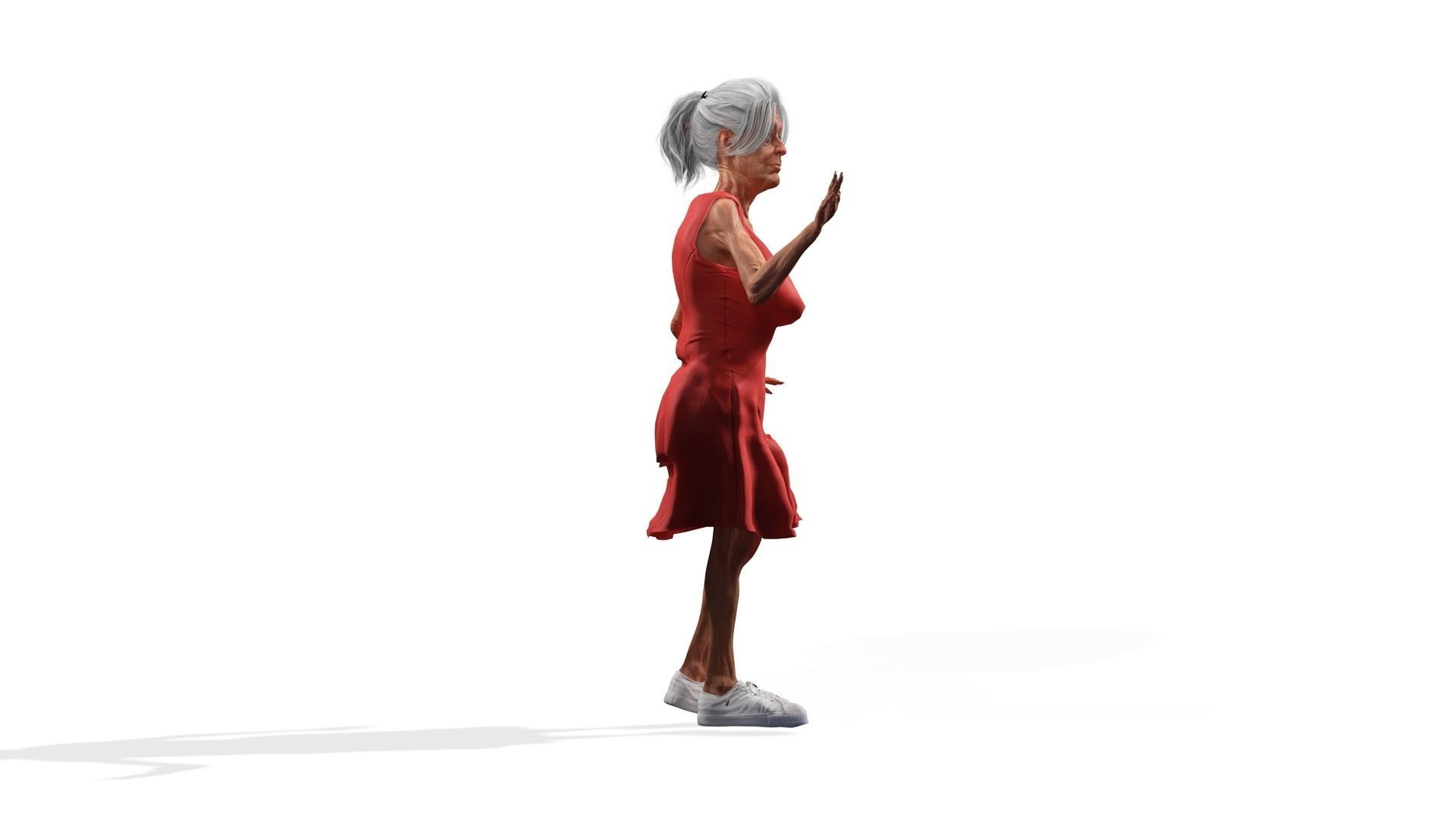Fragile Old Woman Low-poly 3D model_5