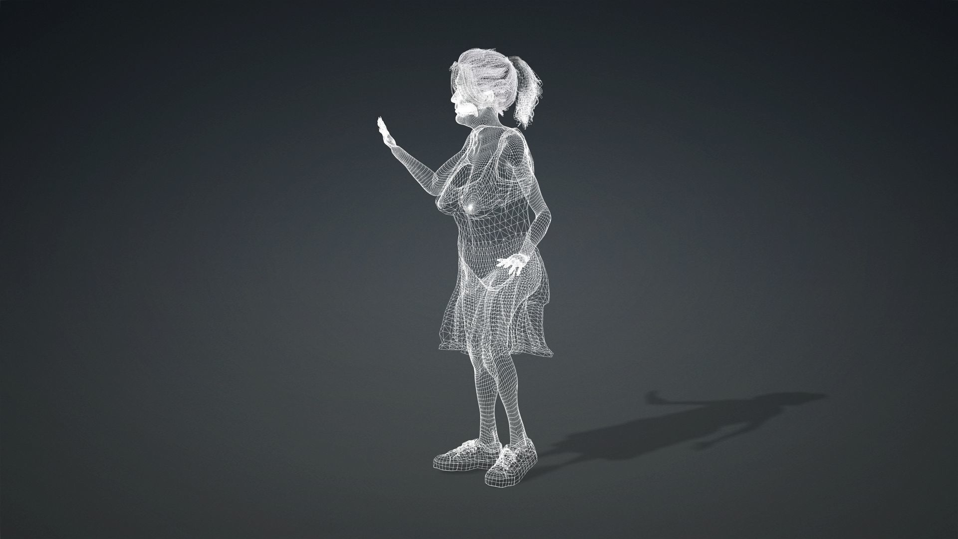 Fragile Old Woman Low-poly 3D model_7