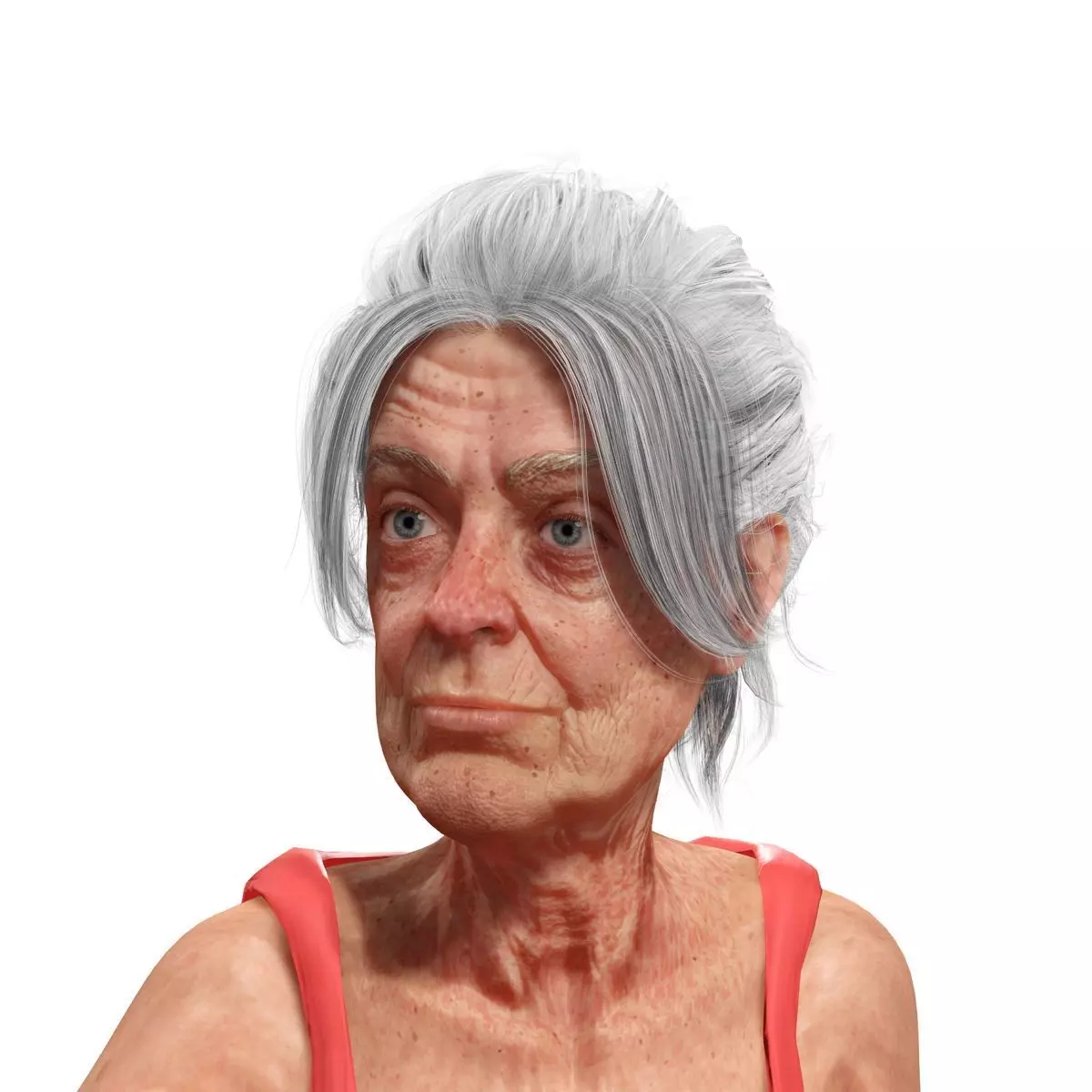 Fragile Old Woman Low-poly 3D model_0