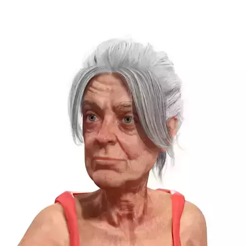 Fragile Old Woman Low-poly 3D model