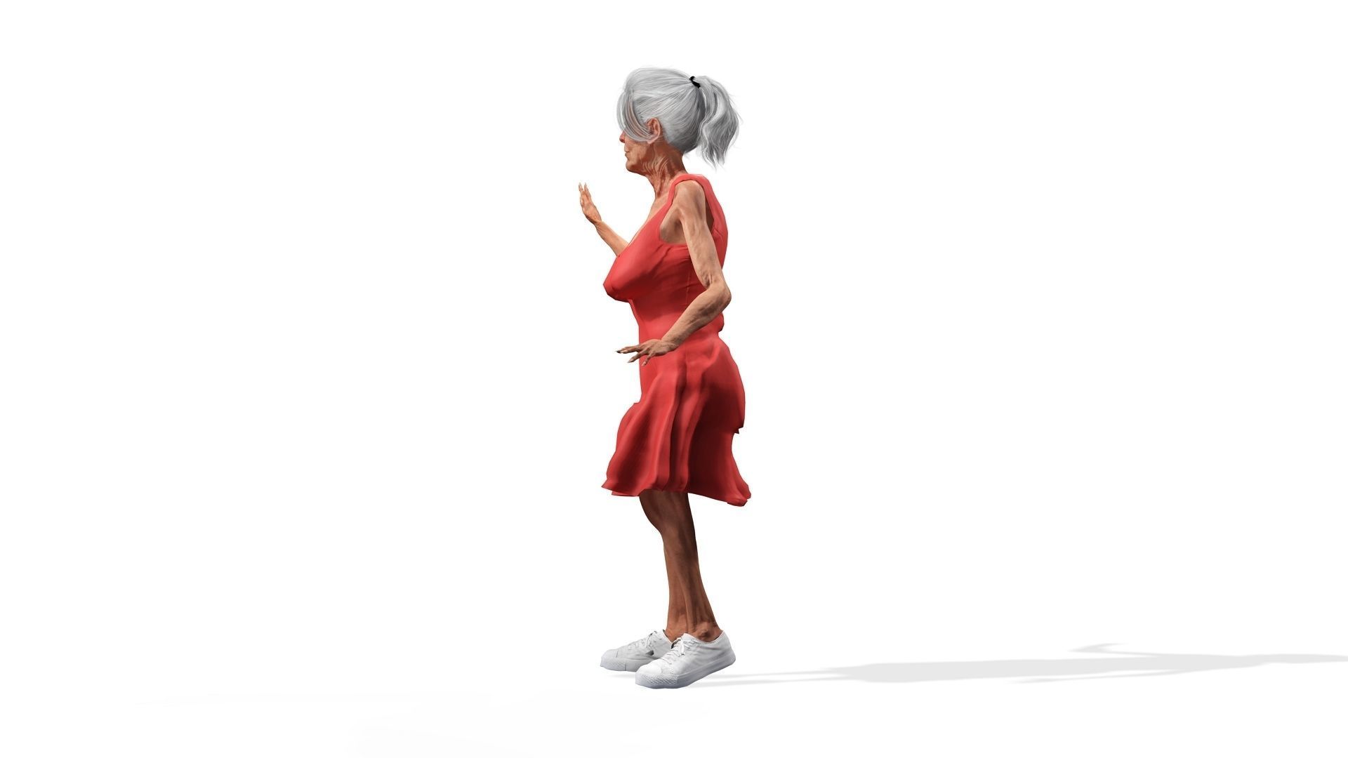 Fragile Old Woman Low-poly 3D model_3