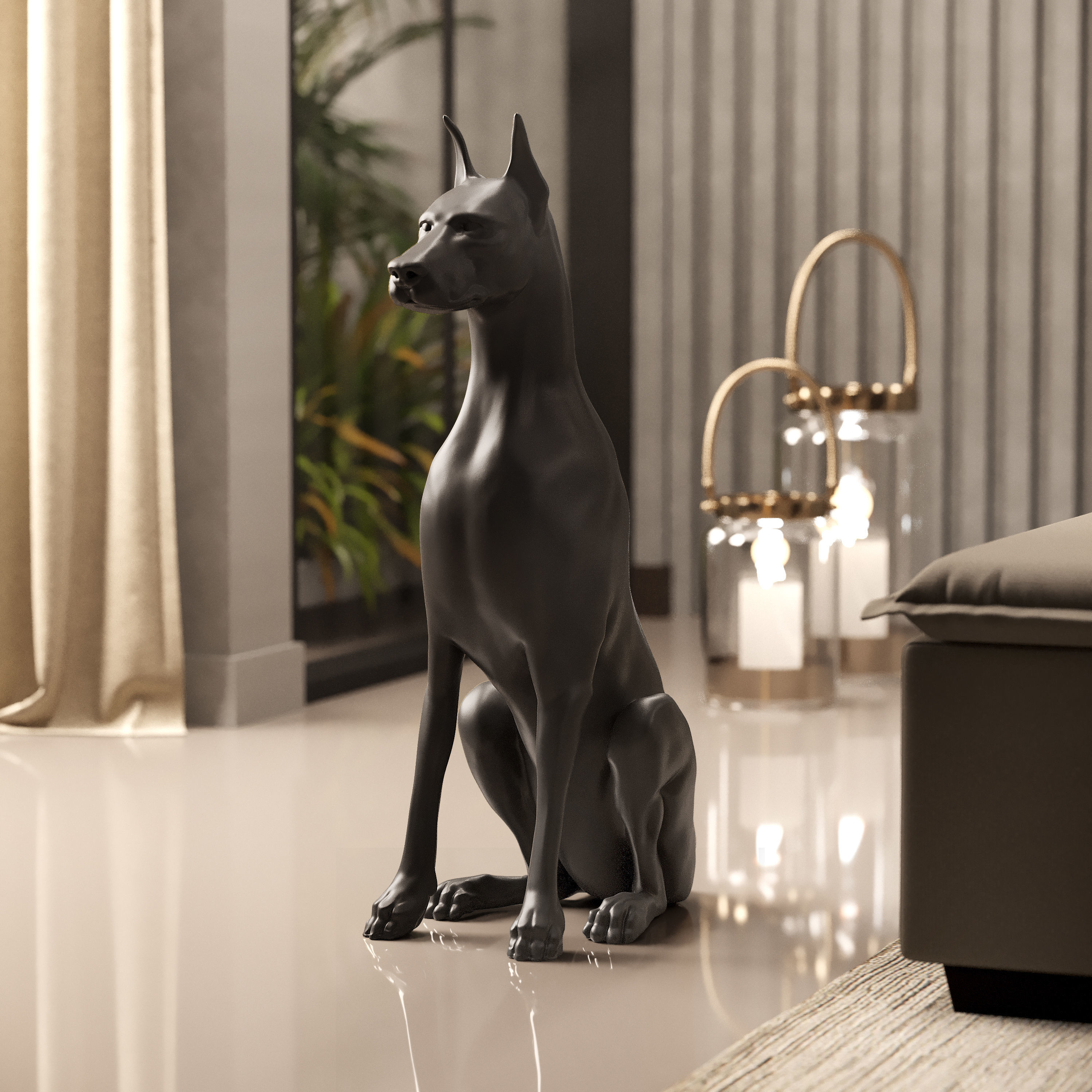 Dobermann statuette 3D model_5