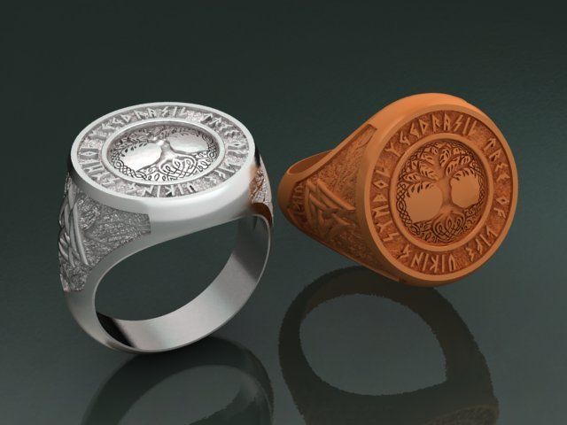 Tree of life viking ring 3D print model_4