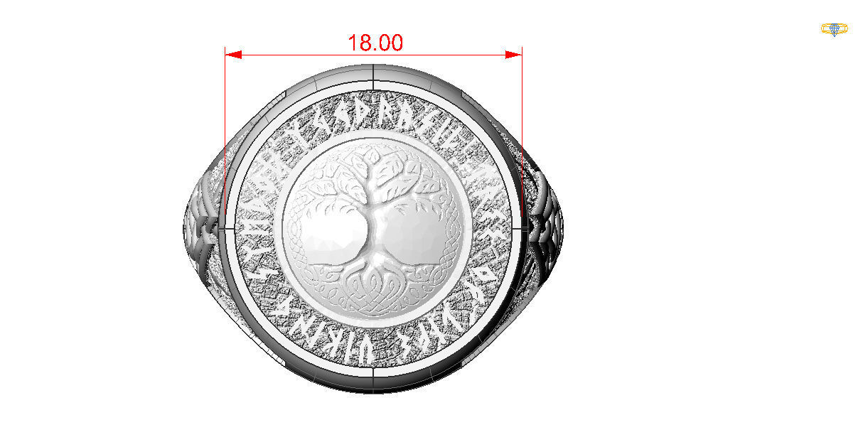 Tree of life viking ring 3D print model_7