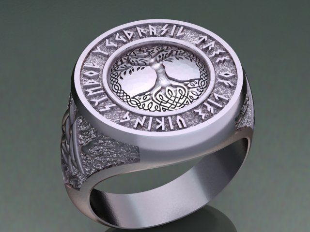 Tree of life viking ring 3D print model_3