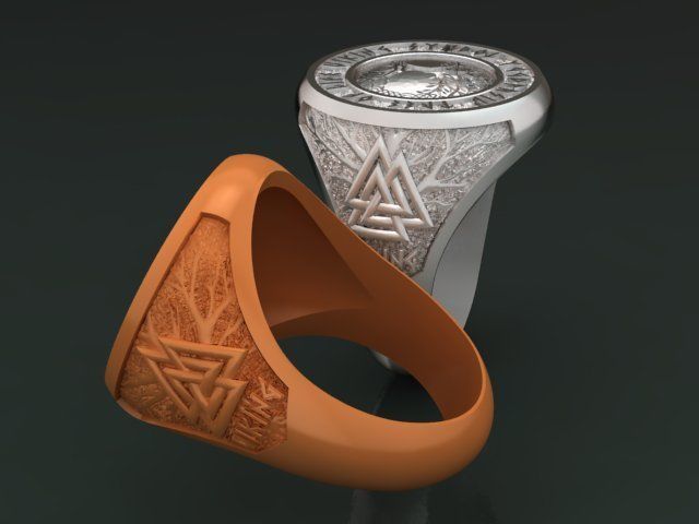Tree of life viking ring 3D print model_5