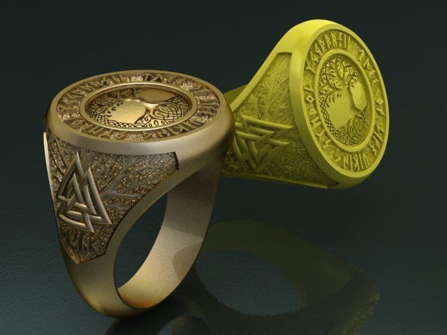 Tree of life viking ring 3D print model_6