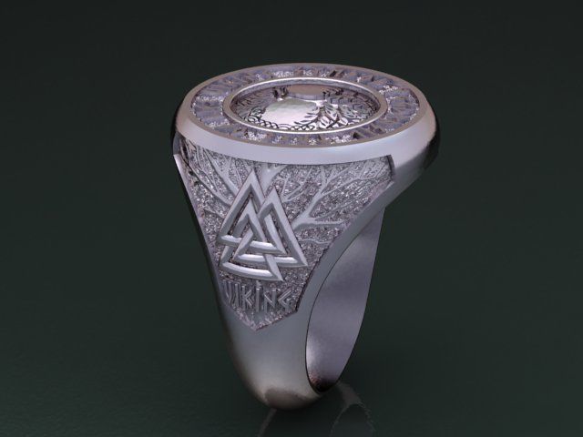 Tree of life viking ring 3D print model_1