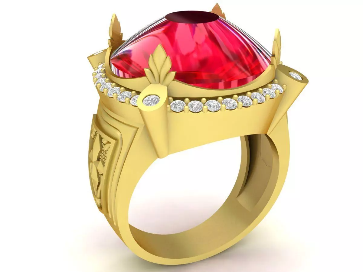 Vintage Dome Round Gemstone Ring with Halo Detailing 3374 3D print model