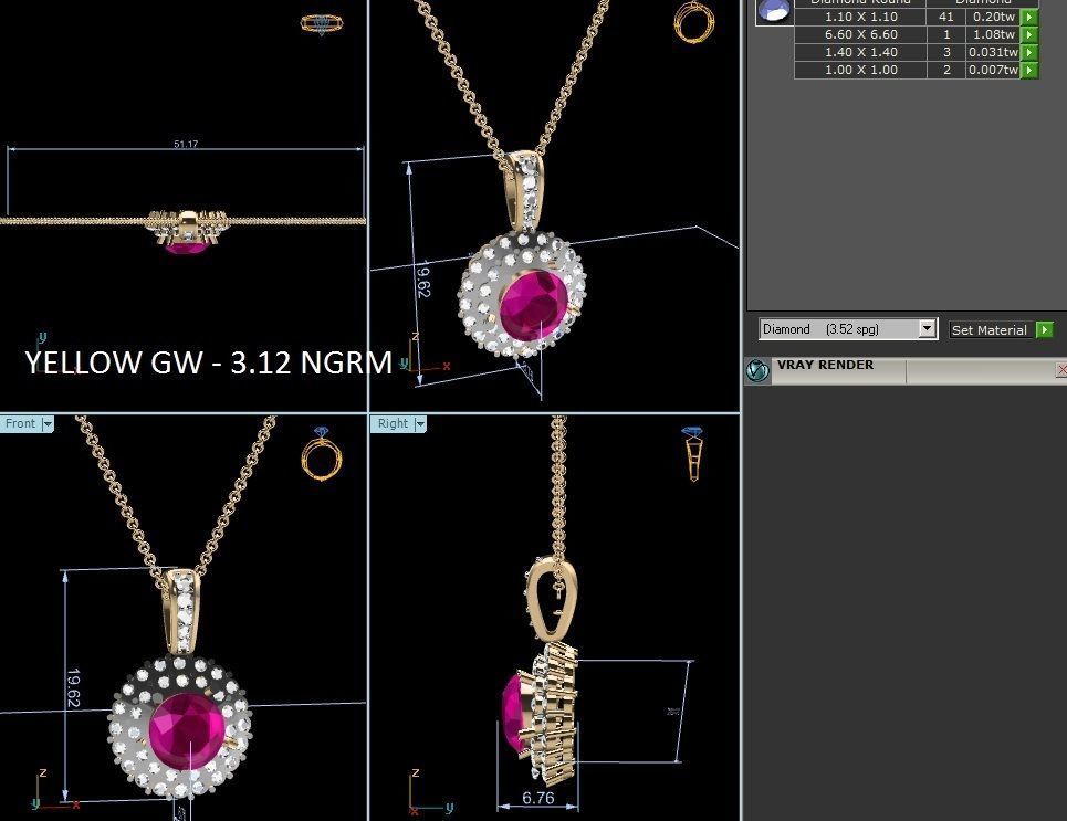 Solitaire Women Pendants 3dm STL OBJ FBX Render Details 3D print model_2