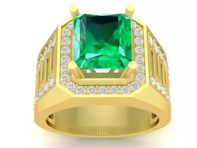 korea diamond and emeral men ring 3377