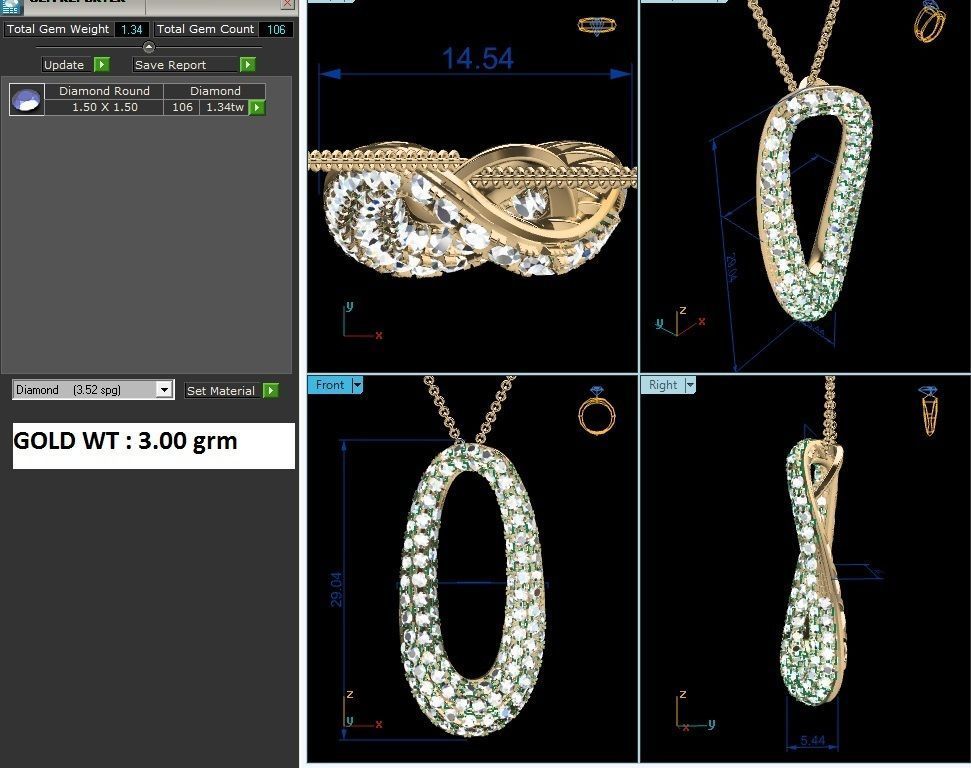 Solitaire Women Pendants 3dm STL OBJ FBX Render Details 3D print model_6