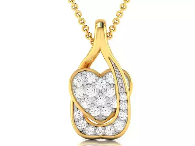 Solitaire Women Heart Pendants 3dm STL OBJ FBX Render Details