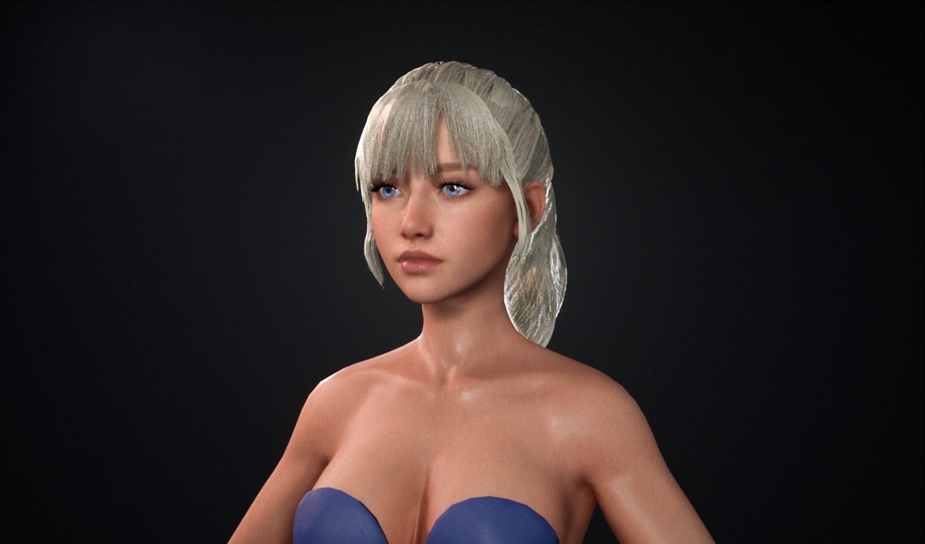Realtime Ponytail Hairstyle - Game-Ready Low-poly 3D model_4
