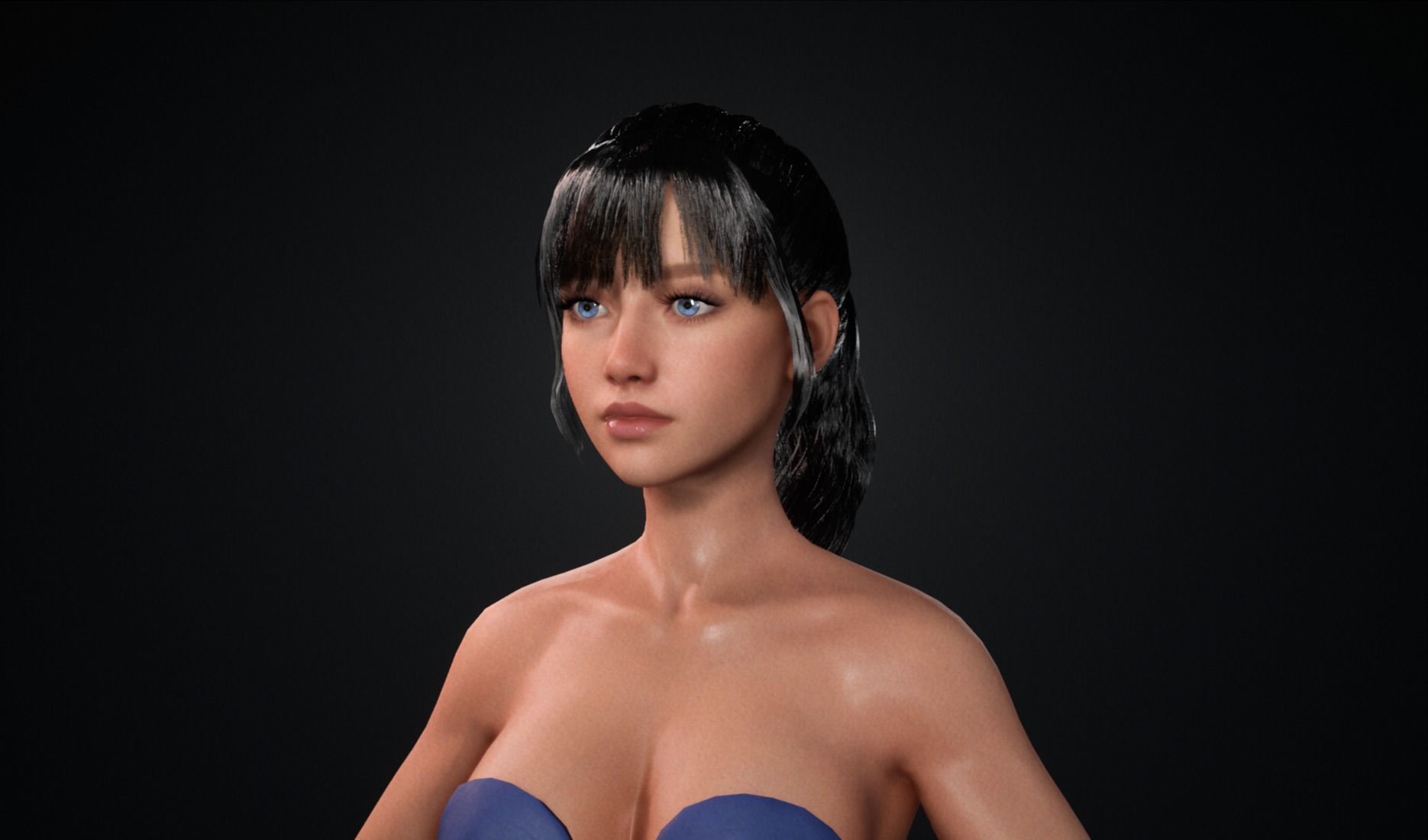 Realtime Ponytail Hairstyle - Game-Ready Low-poly 3D model_8