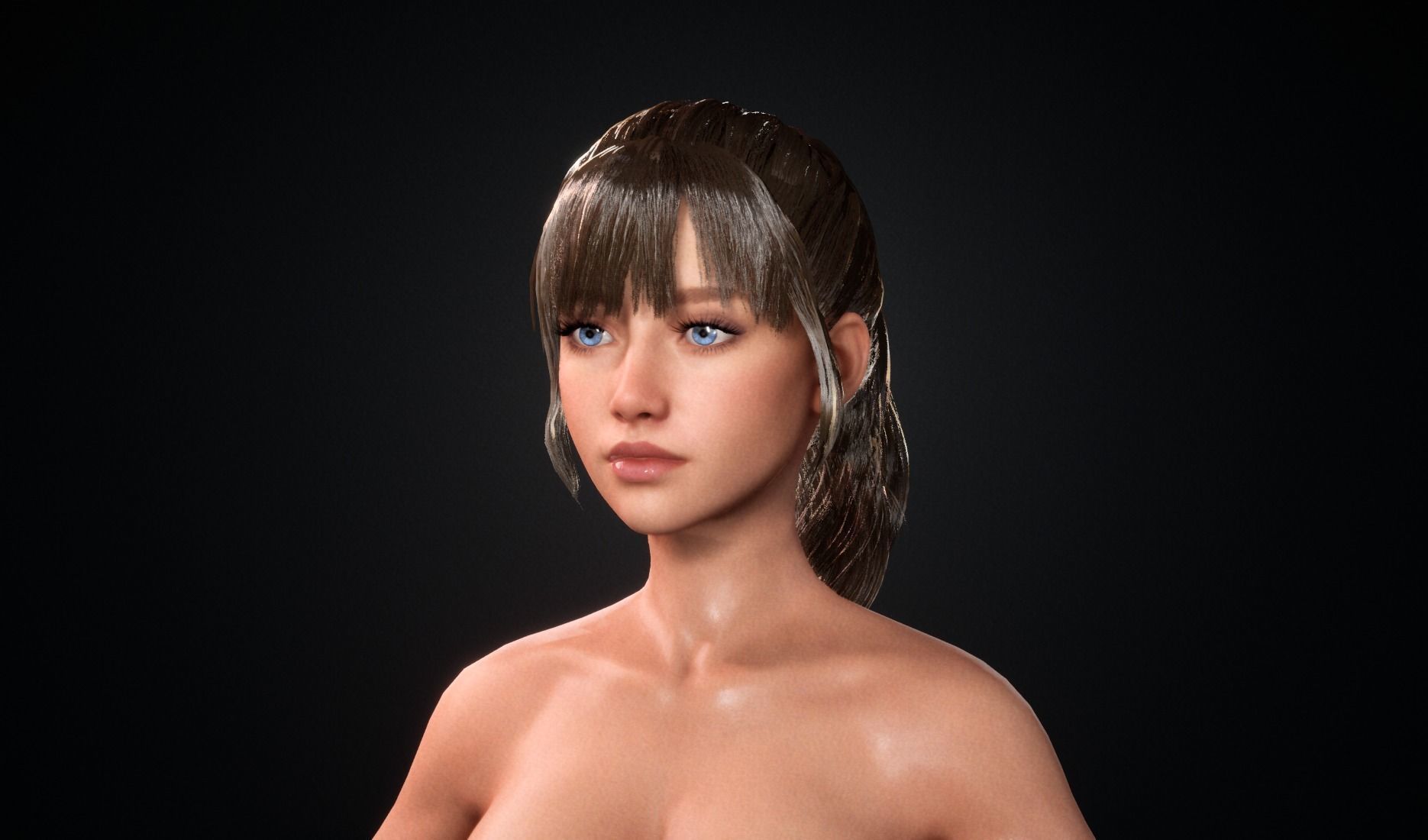 Realtime Ponytail Hairstyle - Game-Ready Low-poly 3D model_7