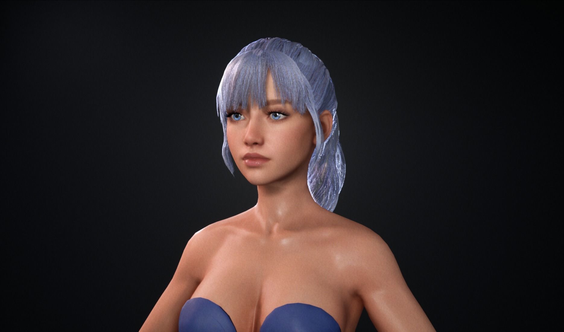 Realtime Ponytail Hairstyle - Game-Ready Low-poly 3D model_6