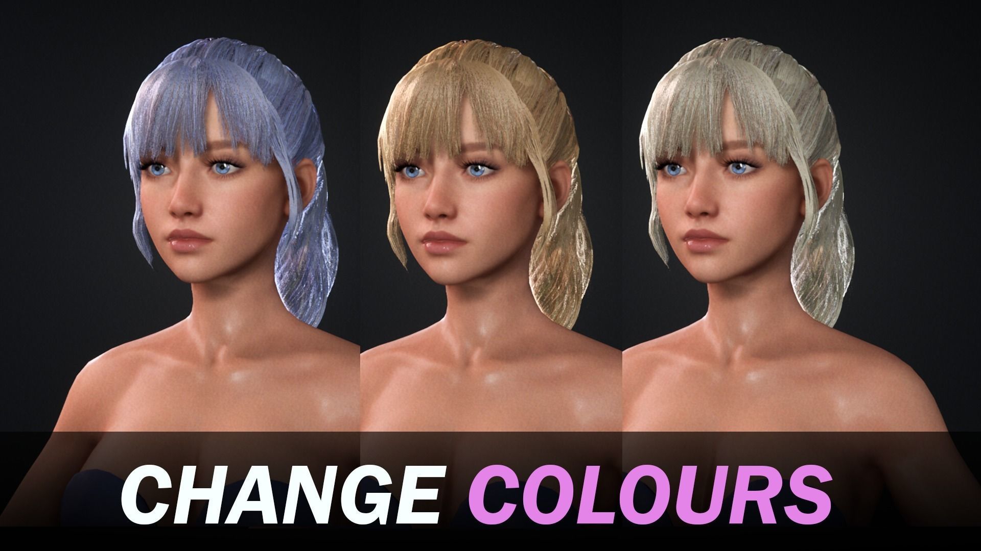 Realtime Ponytail Hairstyle - Game-Ready Low-poly 3D model_12