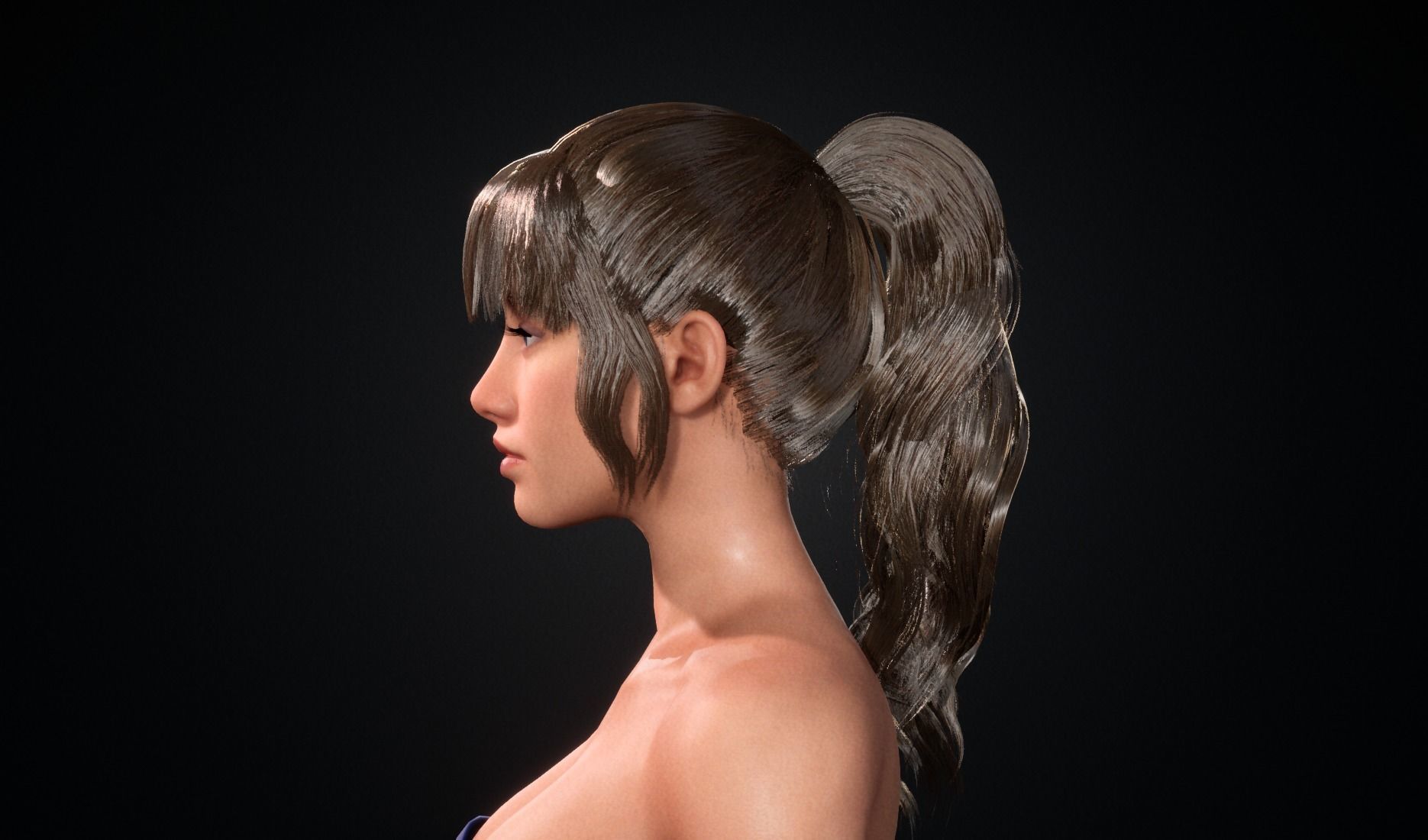 Realtime Ponytail Hairstyle - Game-Ready Low-poly 3D model_11