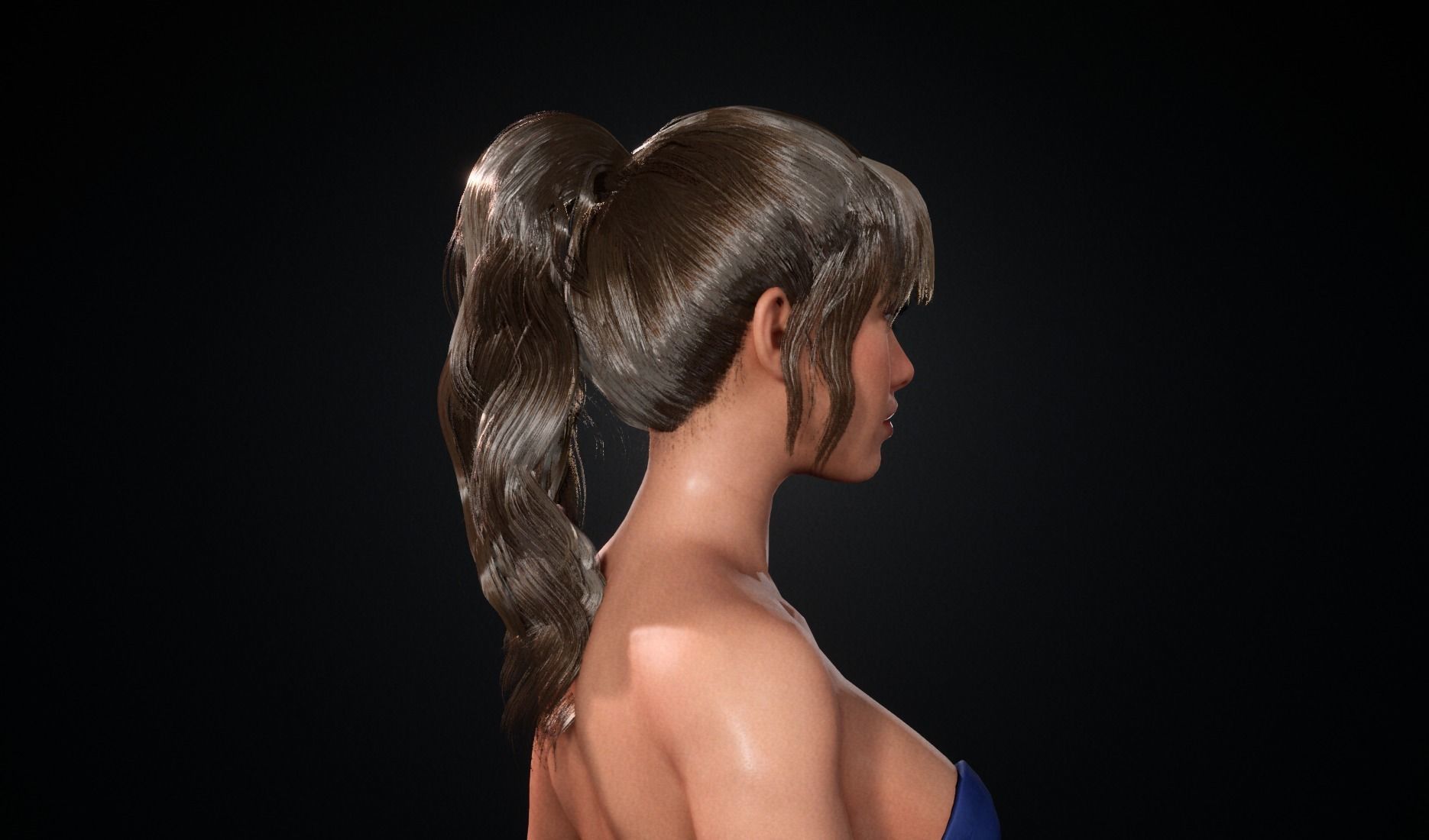 Realtime Ponytail Hairstyle - Game-Ready Low-poly 3D model_10