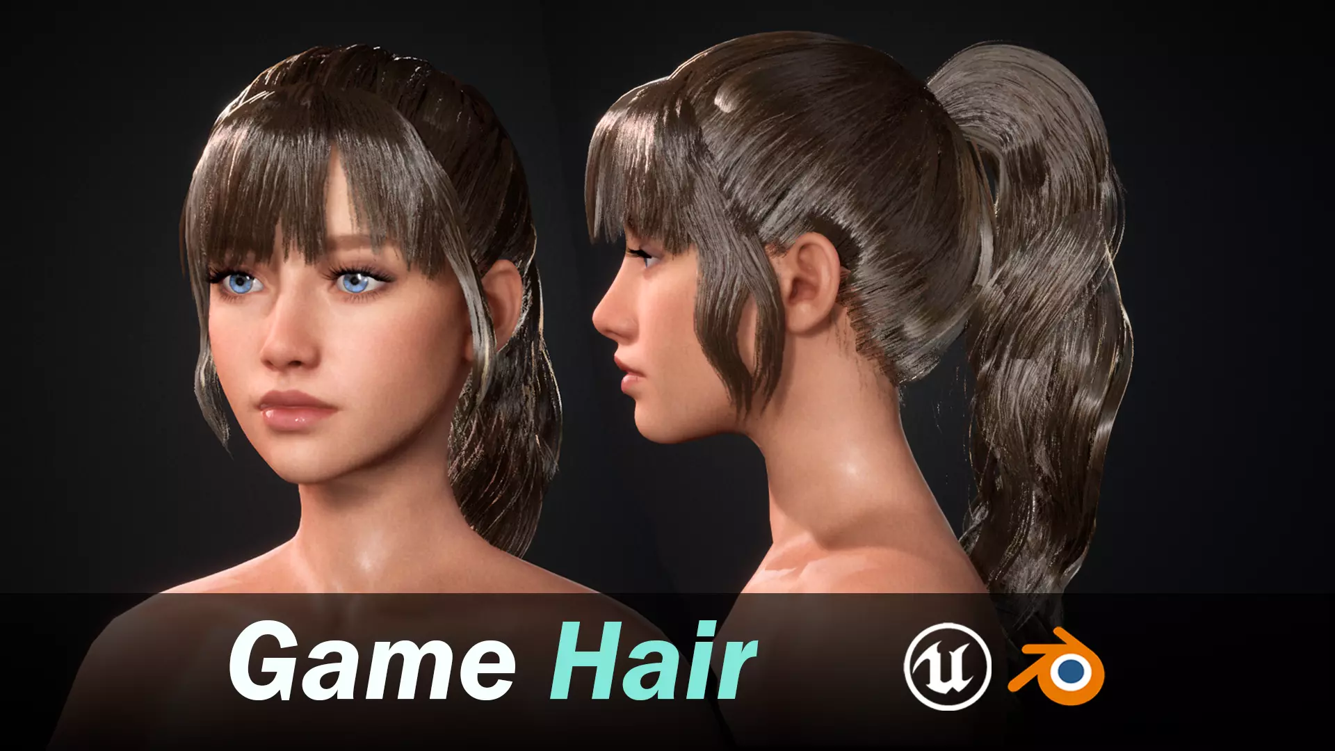 Realtime Ponytail Hairstyle - Game-Ready Low-poly 3D model_0