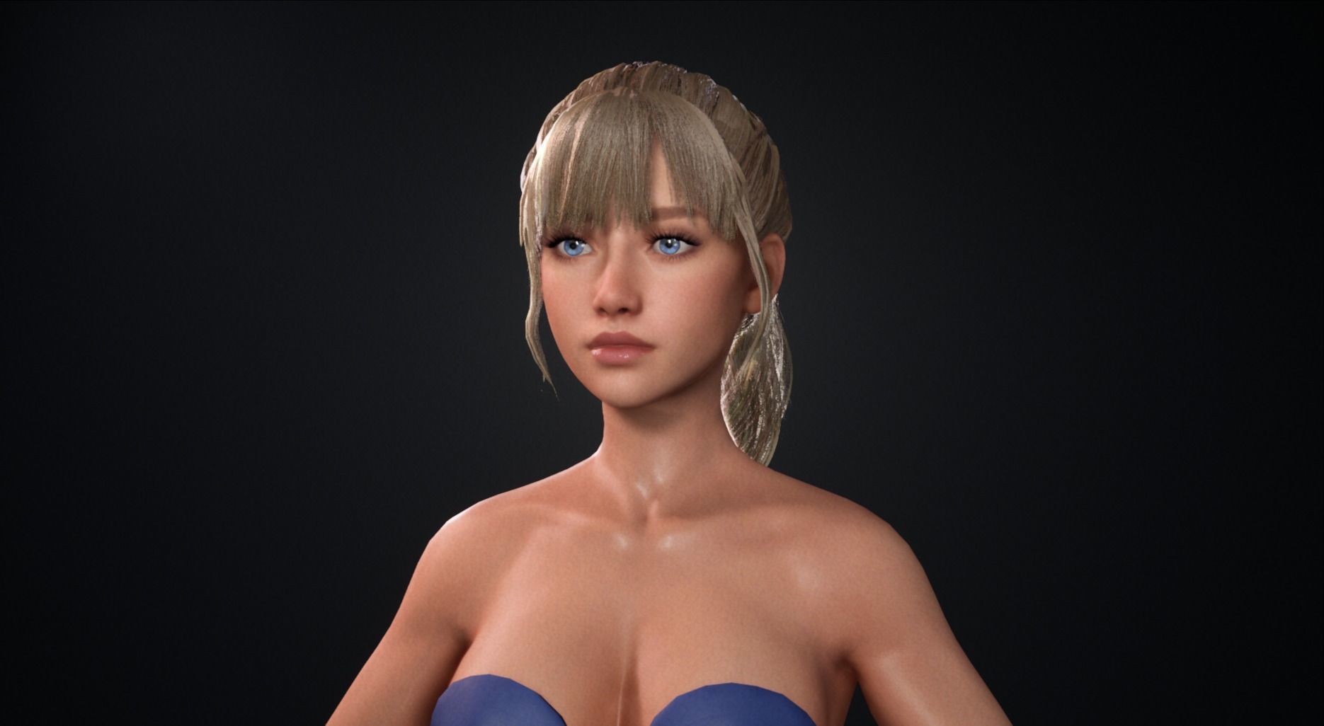 Realtime Ponytail Hairstyle - Game-Ready Low-poly 3D model_2