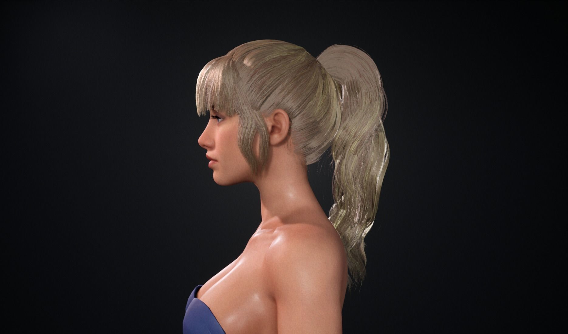 Realtime Ponytail Hairstyle - Game-Ready Low-poly 3D model_3