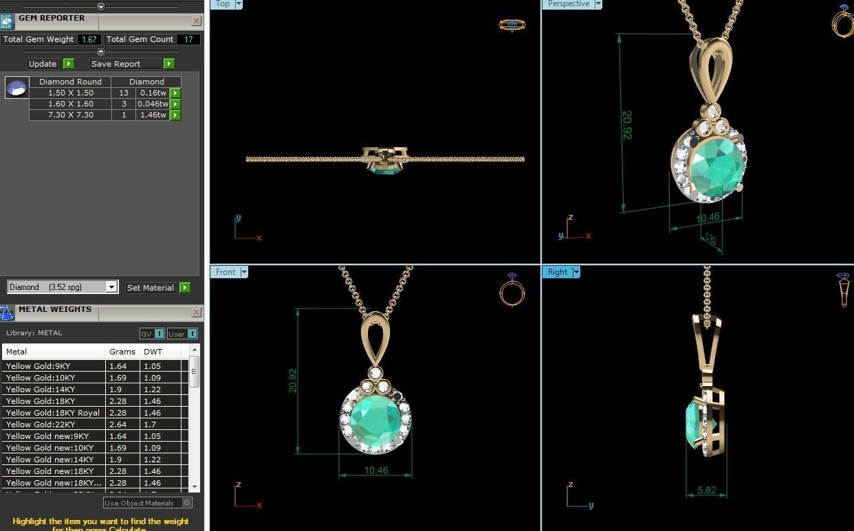 Solitaire Women Pendants 3dm STL OBJ FBX Render Details 3D print model_5