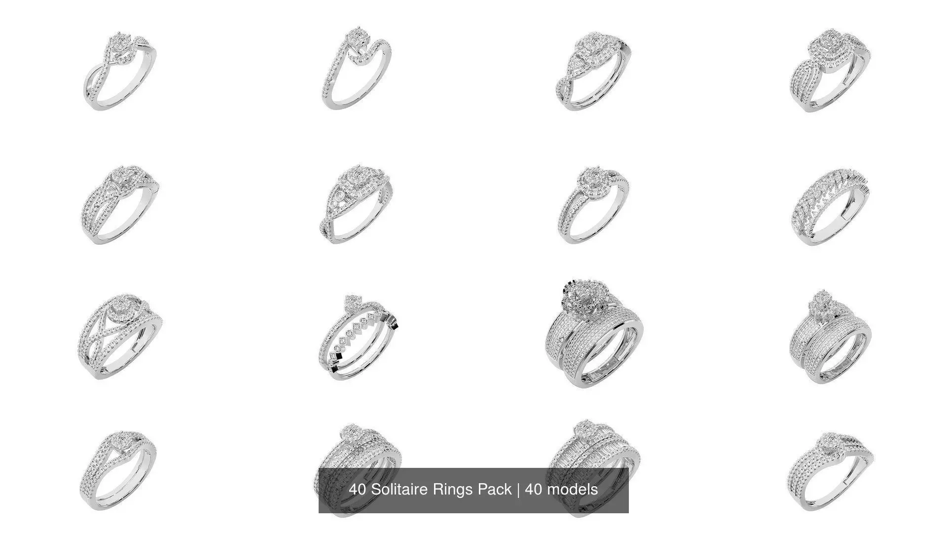 40 Solitaire Rings Pack 3D Model Collection_0