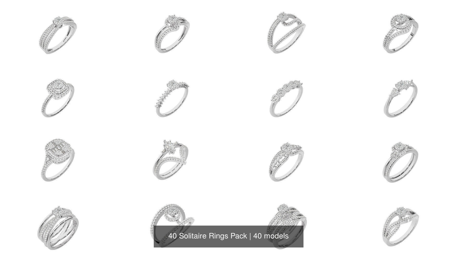 40 Solitaire Rings Pack 3D Model Collection_2