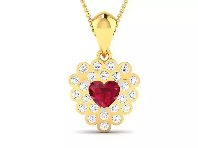 Solitaire Women Heart Pendants 3dm STL OBJ FBX Render Details