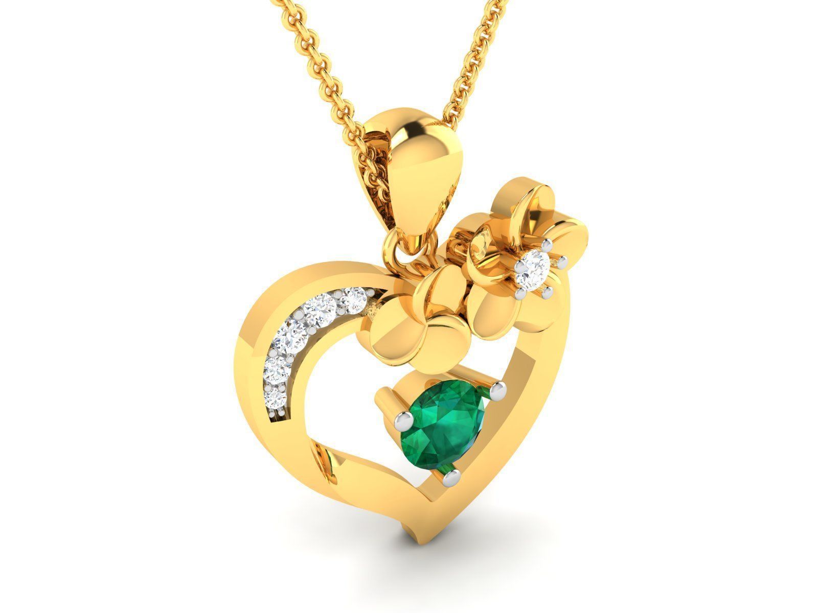 Solitaire Women Heart Pendants 3dm STL OBJ FBX Render Details 3D print model_1