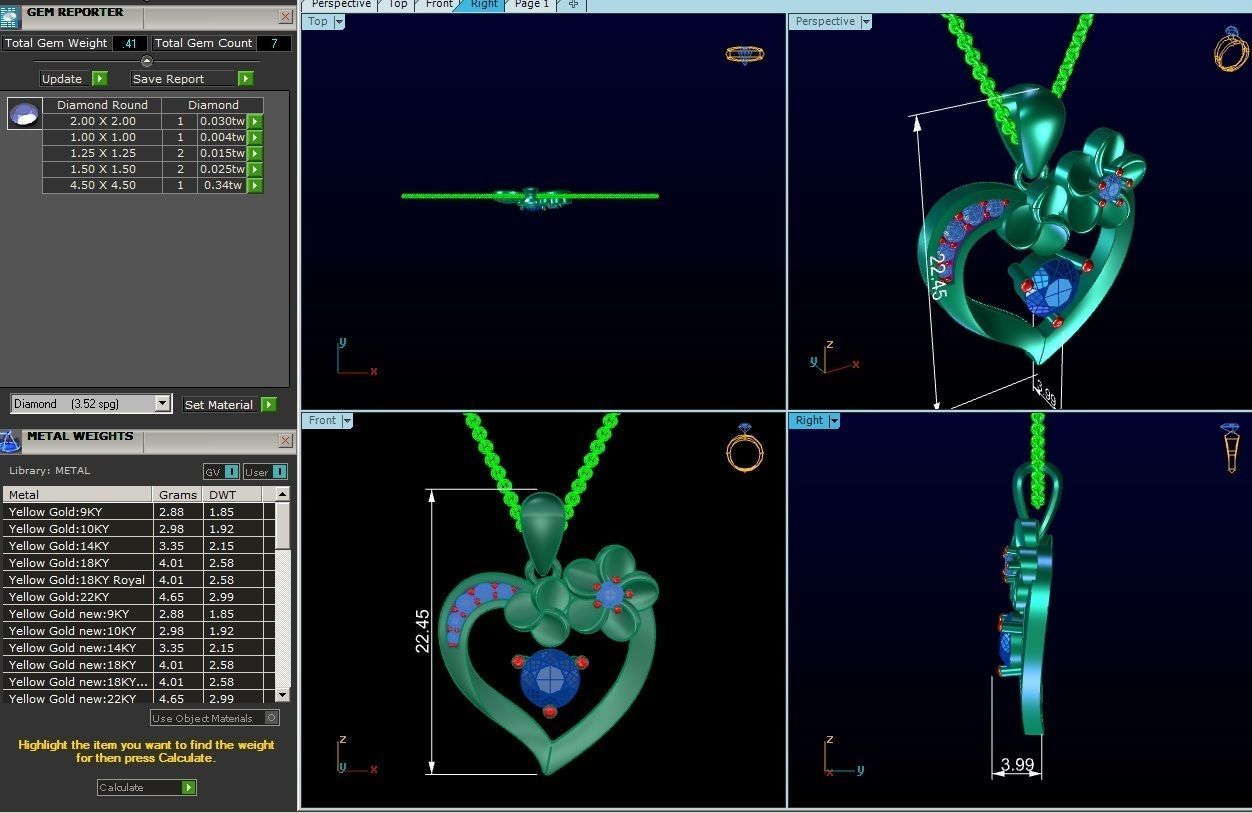 Solitaire Women Heart Pendants 3dm STL OBJ FBX Render Details 3D print model_4
