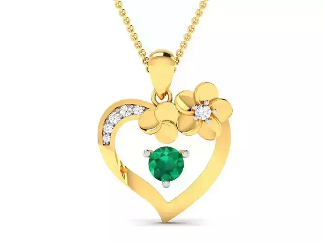 Solitaire Women Heart Pendants 3dm STL OBJ FBX Render Details