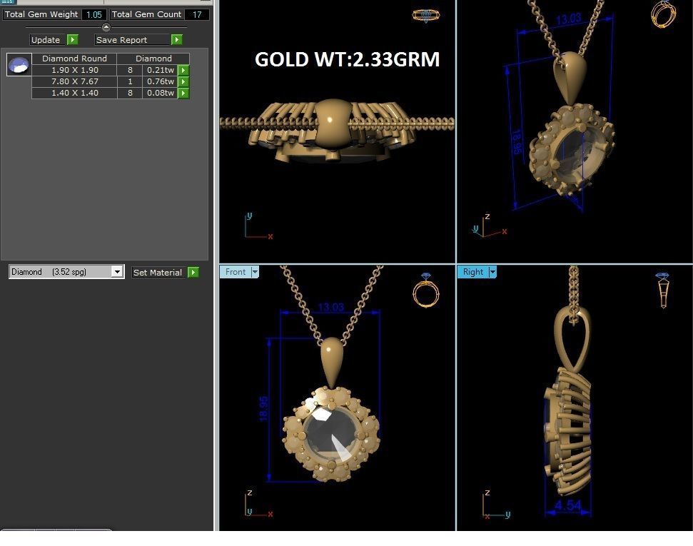 Solitaire Women Pendants 3dm STL OBJ FBX Render Details 3D print model_5