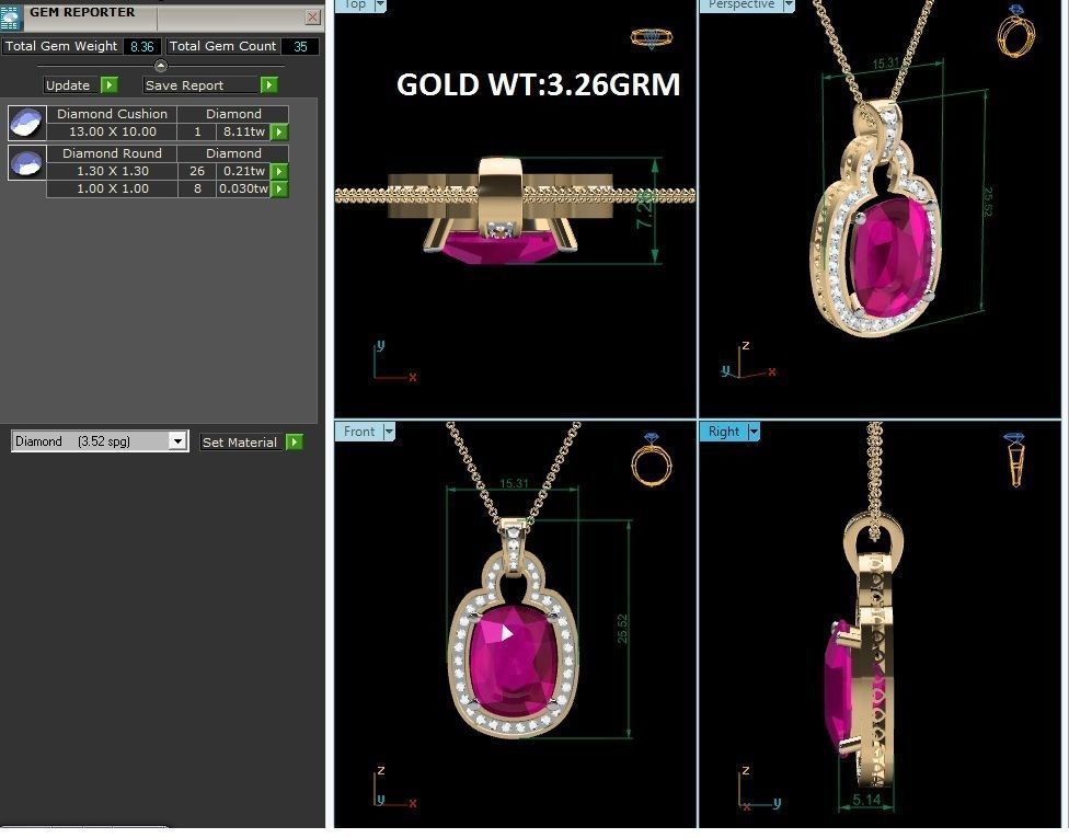 Cussion Stone Pendants 3dm STL OBJ FBX Render Details 3D print model_4