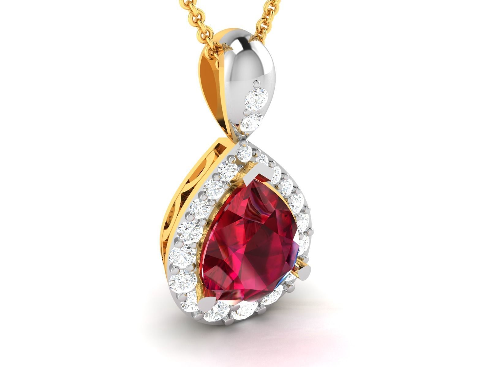 Solitaire Pear Diamond Pendants 3dm STL OBJ FBX Render Details 3D print model_2